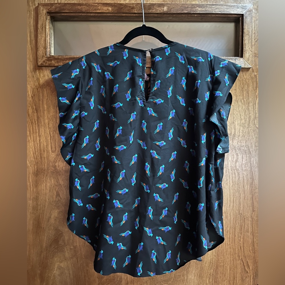 Ranna Gill – Bird Cutwork Ruffle Flutter Top – Extra Small XS – Anthropologie